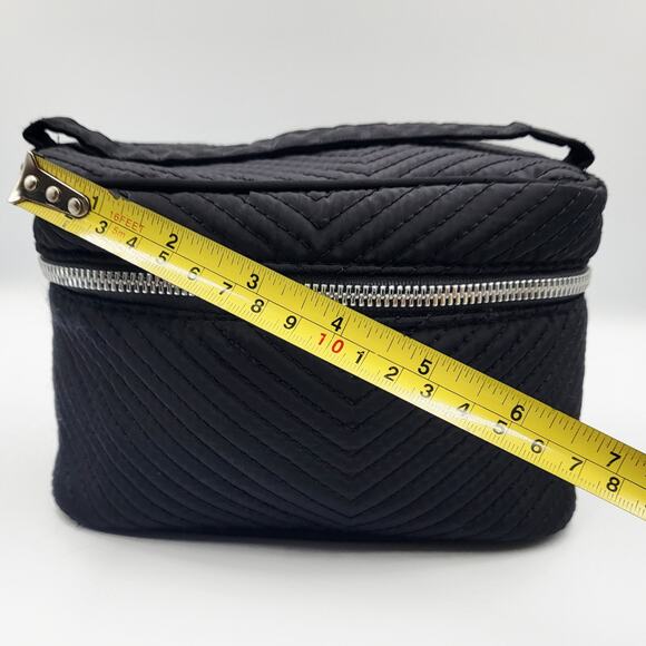 Aimee Kestenberg Black V Shaped Chevron Pattern Zip Around Cosmetic Make-up Bag - Picture 10 of 10
